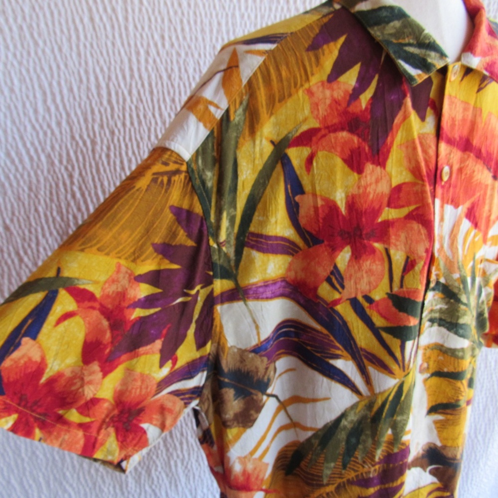 Jams World Honolulu Men's Amber Oasis Tropical Hawaiian Shirt XL